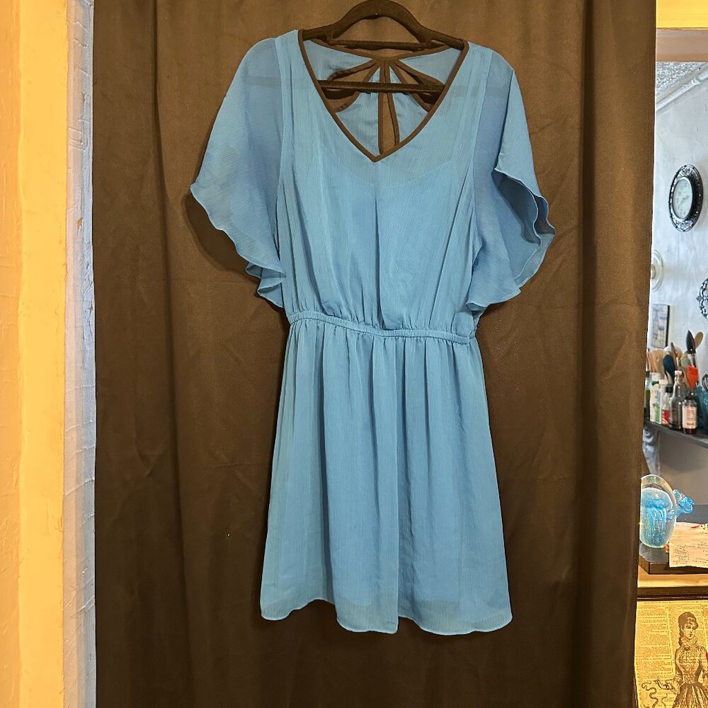 Express Short Sleeve Blue Dress - Size Small